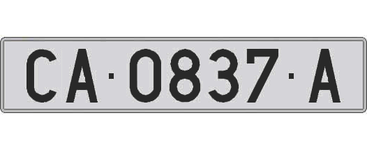 CA0837A matricula larga