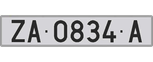 ZA0834A matricula larga