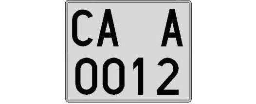 CA0012A matricula cuadrada
