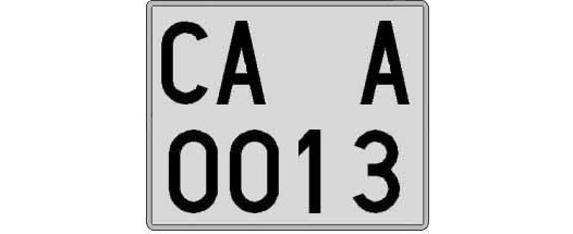 CA0013A matricula cuadrada