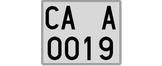 CA0019A matricula cuadrada