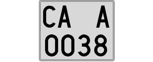 CA0038A matricula cuadrada