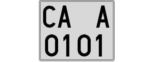CA0101A matricula cuadrada