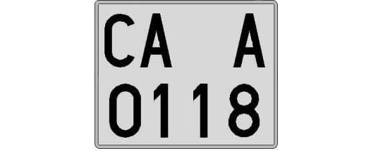 CA0118A matricula cuadrada