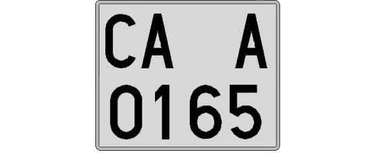 CA0165A matricula cuadrada