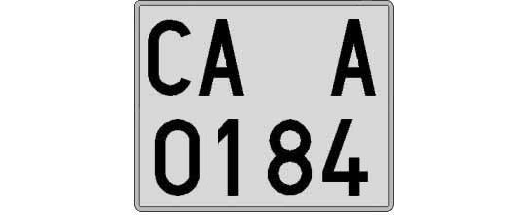 CA0184A matricula cuadrada