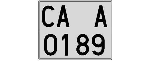 CA0189A matricula cuadrada