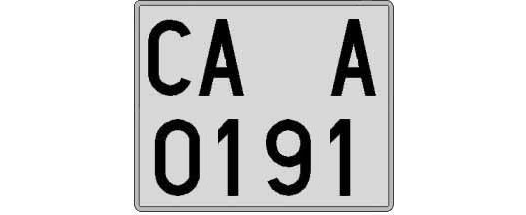 CA0191A matricula cuadrada