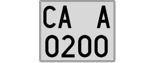 CA0200A matricula cuadrada
