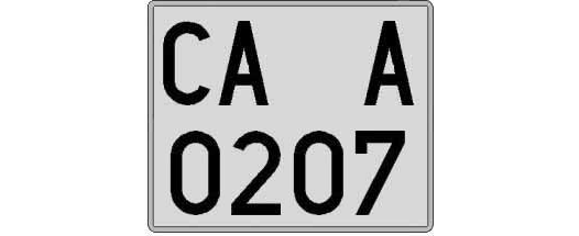 CA0207A matricula cuadrada
