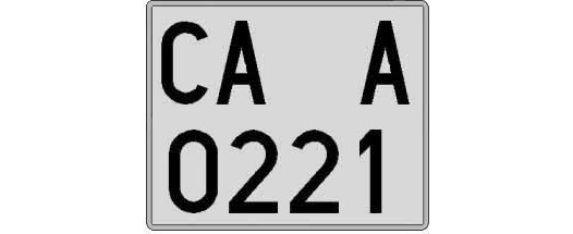 CA0221A matricula cuadrada
