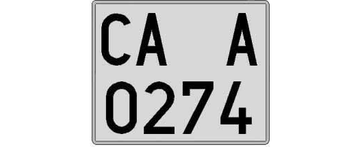 CA0274A matricula cuadrada