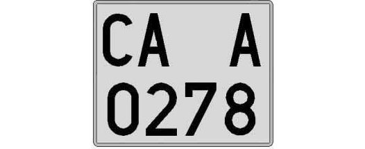 CA0278A matricula cuadrada