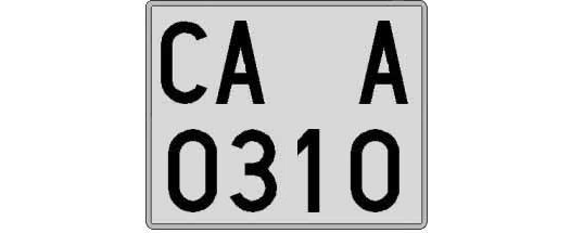 CA0310A matricula cuadrada