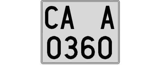 CA0360A matricula cuadrada