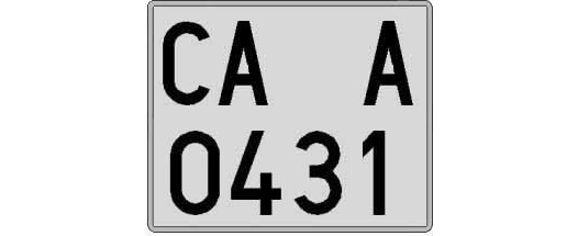 CA0431A matricula cuadrada
