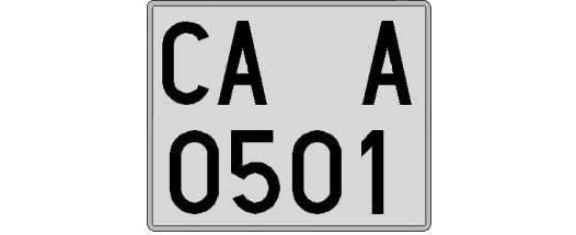 CA0501A matricula cuadrada