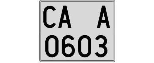 CA0603A matricula cuadrada