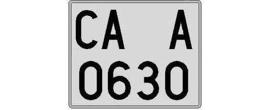 CA0630A matricula cuadrada
