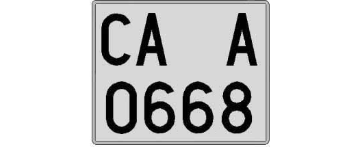 CA0668A matricula cuadrada