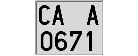 CA0671A matricula cuadrada