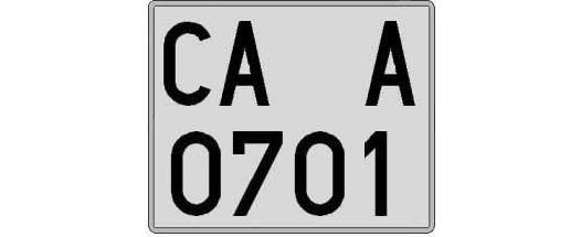 CA0701A matricula cuadrada