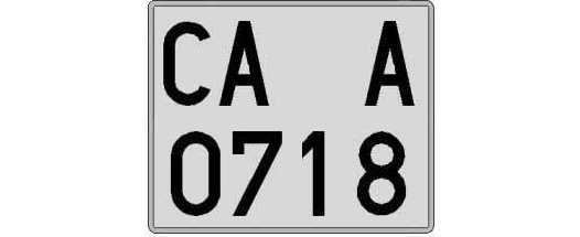 CA0718A matricula cuadrada