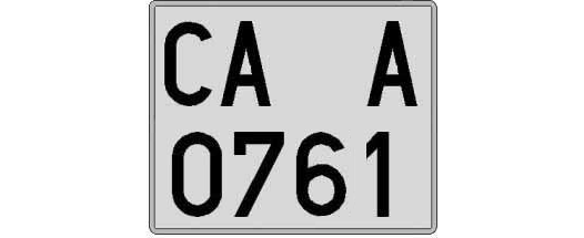CA0761A matricula cuadrada
