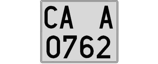 CA0762A matricula cuadrada