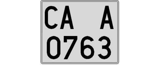 CA0763A matricula cuadrada