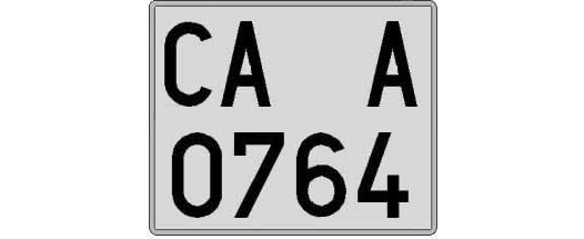 CA0764A matricula cuadrada