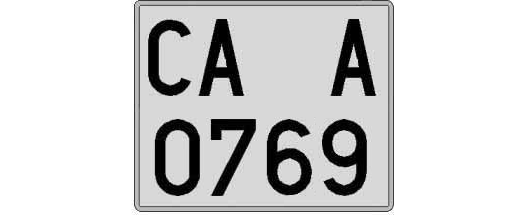 CA0769A matricula cuadrada