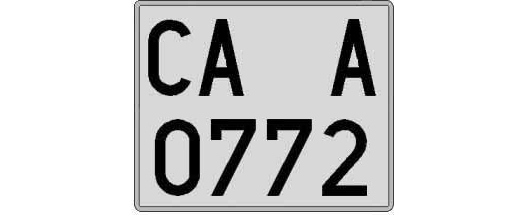 CA0772A matricula cuadrada