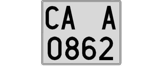 CA0862A matricula cuadrada