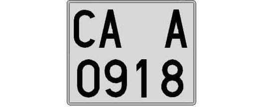 CA0918A matricula cuadrada