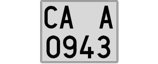 CA0943A matricula cuadrada