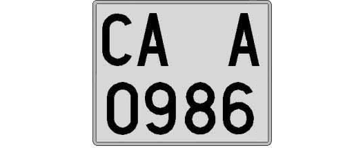 CA0986A matricula cuadrada