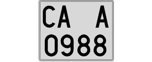 CA0988A matricula cuadrada