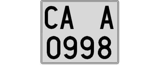 CA0998A matricula cuadrada