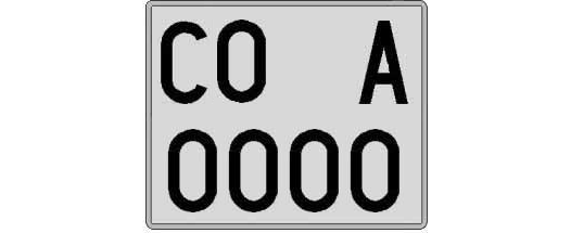 CO0000A matricula cuadrada