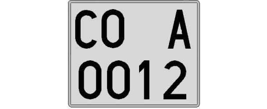 CO0012A matricula cuadrada