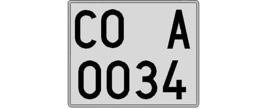 CO0034A matricula cuadrada