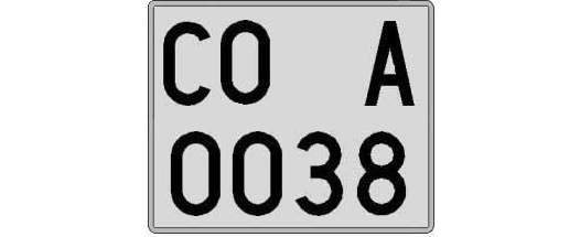 CO0038A matricula cuadrada