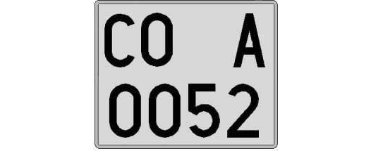 CO0052A matricula cuadrada