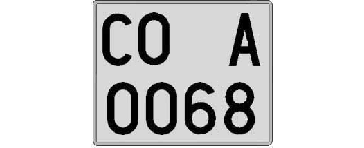 CO0068A matricula cuadrada