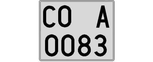 CO0083A matricula cuadrada