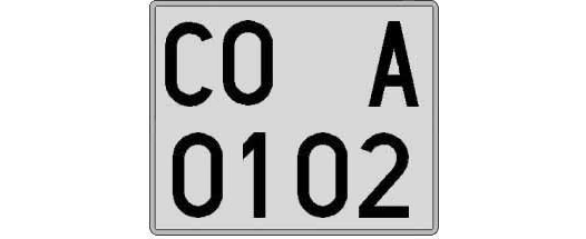 CO0102A matricula cuadrada