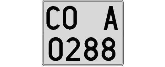 CO0288A matricula cuadrada