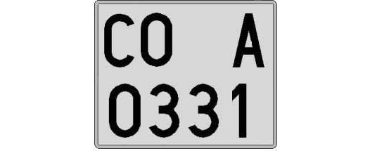 CO0331A matricula cuadrada