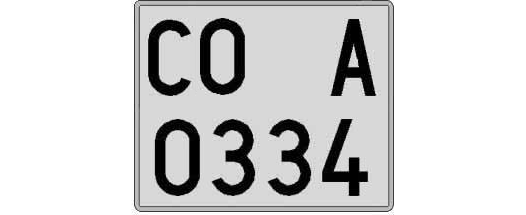 CO0334A matricula cuadrada